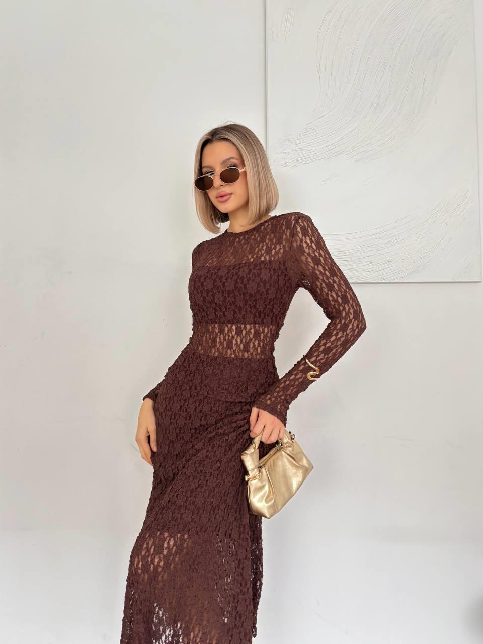 Kadın Midi Boy Dantel Sırt Dekolteli Boyundan Bağlamalı Abiye-Elbise