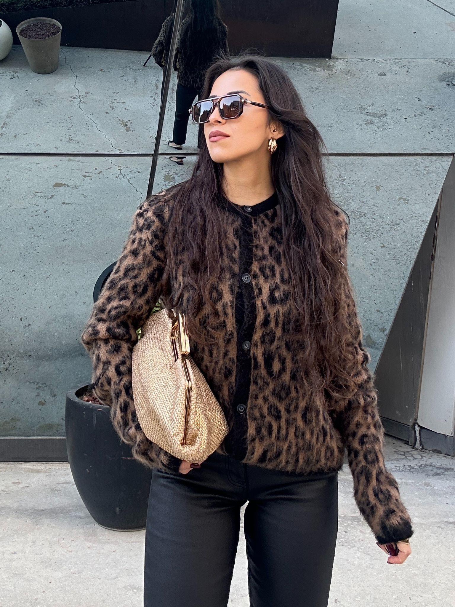 Marka Model Lüks Kalite Kaşmir Dokulu Leopar Hırka