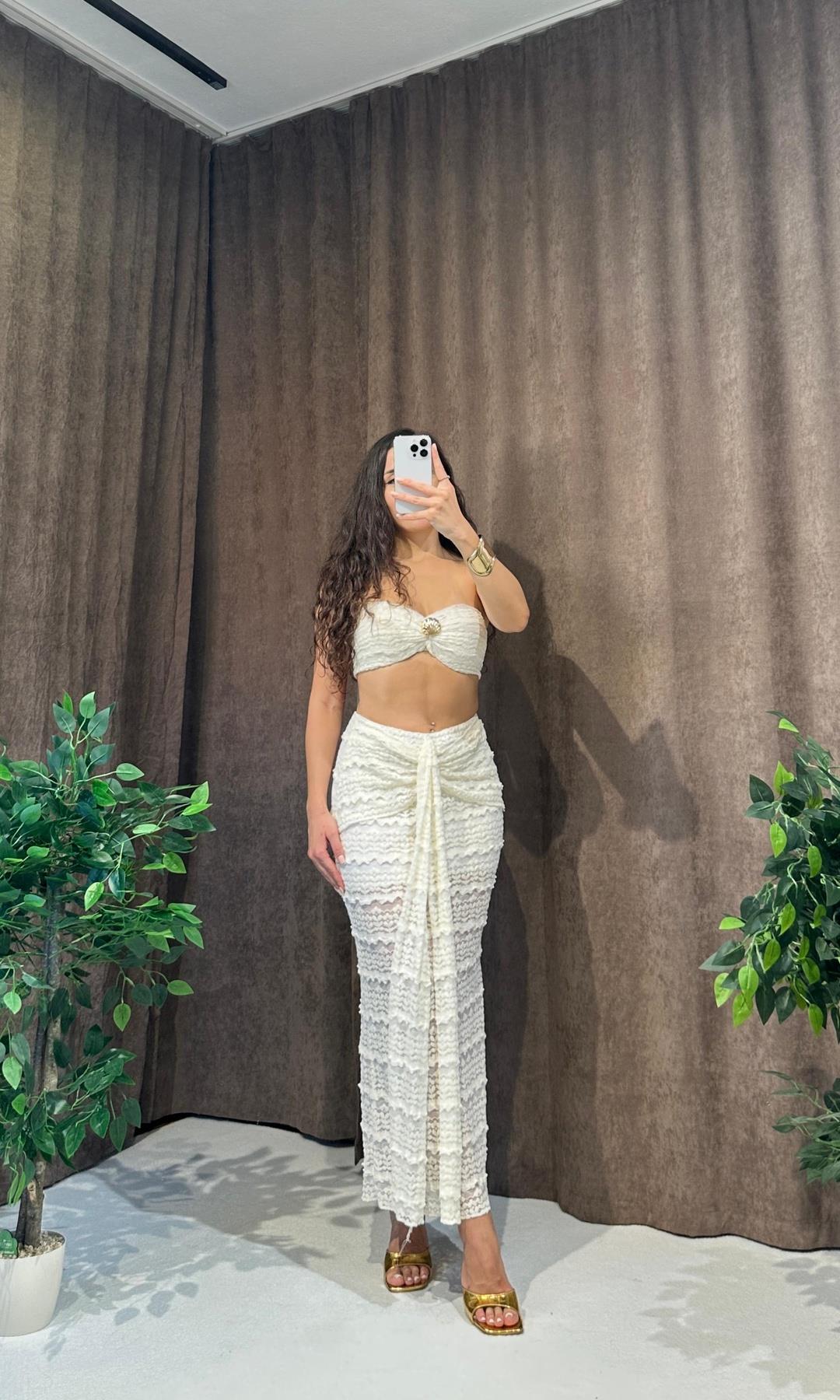 Dantel Detaylı Crop Takım