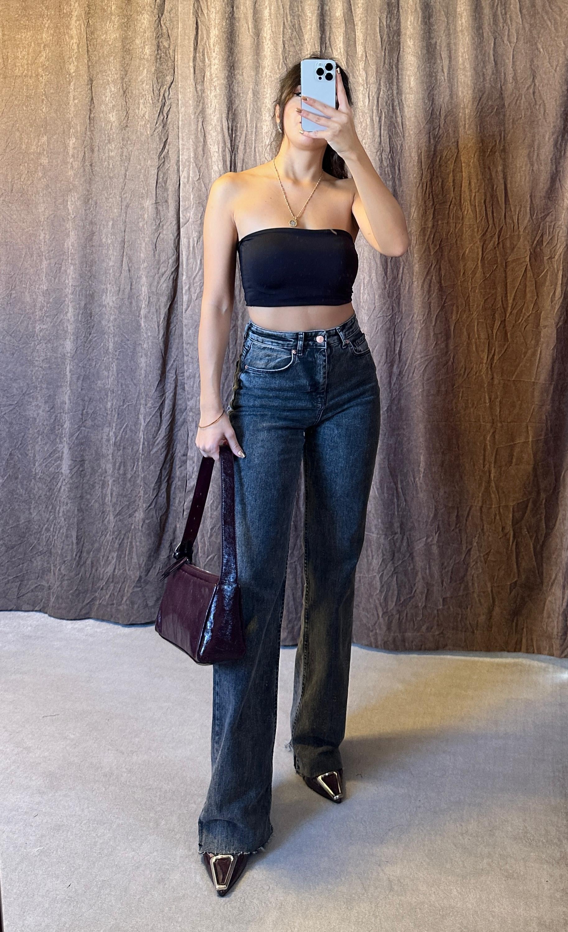 ZR Marka Straight Kesim Gri Jean