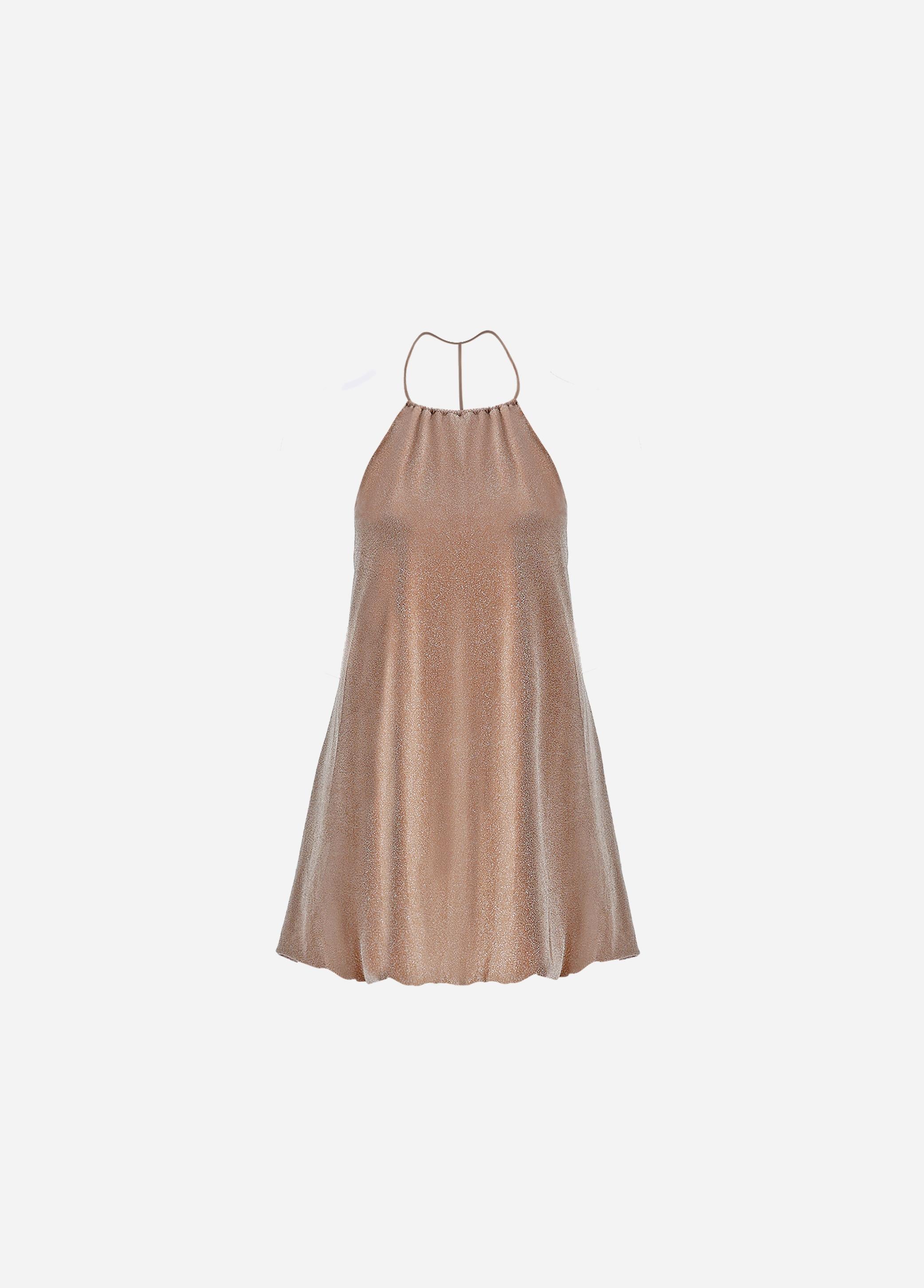 LUNA Halka Detaylı Bej Elbise