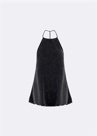 Luna Halka Detaylı Mini Siyah Elbise