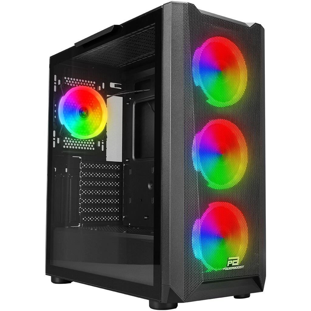 POWER BOOST VK-W001B Powersız Siyah Mesh ARGB Ring Fanlı Full Tower E-ATX Kasa