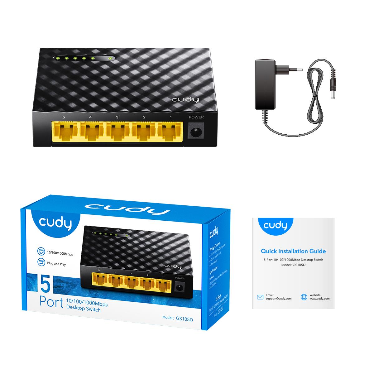 CUDY GS105D 5 port Gbit Desktop Yönetilemez Plastik Kasa Switch
