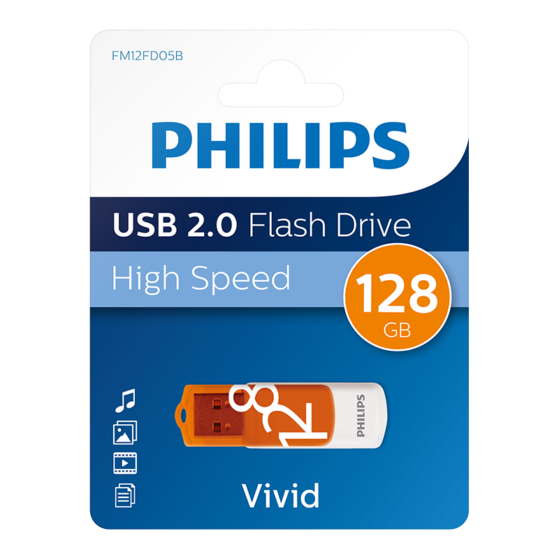 PHILIPS FM12FD05B/00 128GB USB2.0 Turuncu/Beyaz USB Bellek