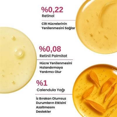 Kırışıklık Karşıtı, Sıkılaştırıcı ve Yenileyici Retinol (A Vitamini) Gece Serumu - 30 ml