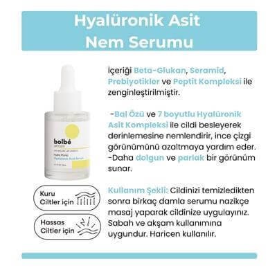Yoğun Nemlendirici, Dolgunlaştırıcı, Kırışıklık Karşıtı Peptitli Hyaluronik Asit Serum - 30 ml