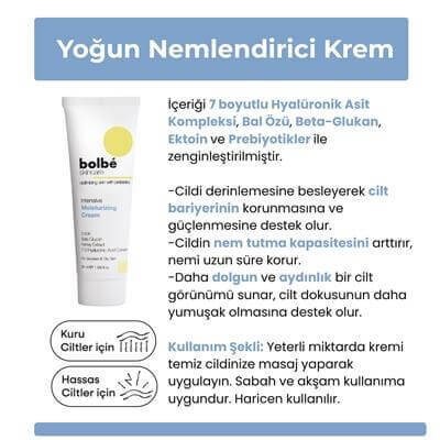 Yoğun Nemlendirici, Onarıcı ve Besleyici, Prebiyotikli Yüz Kremi (Hyaluronik Asit) - 50 ml