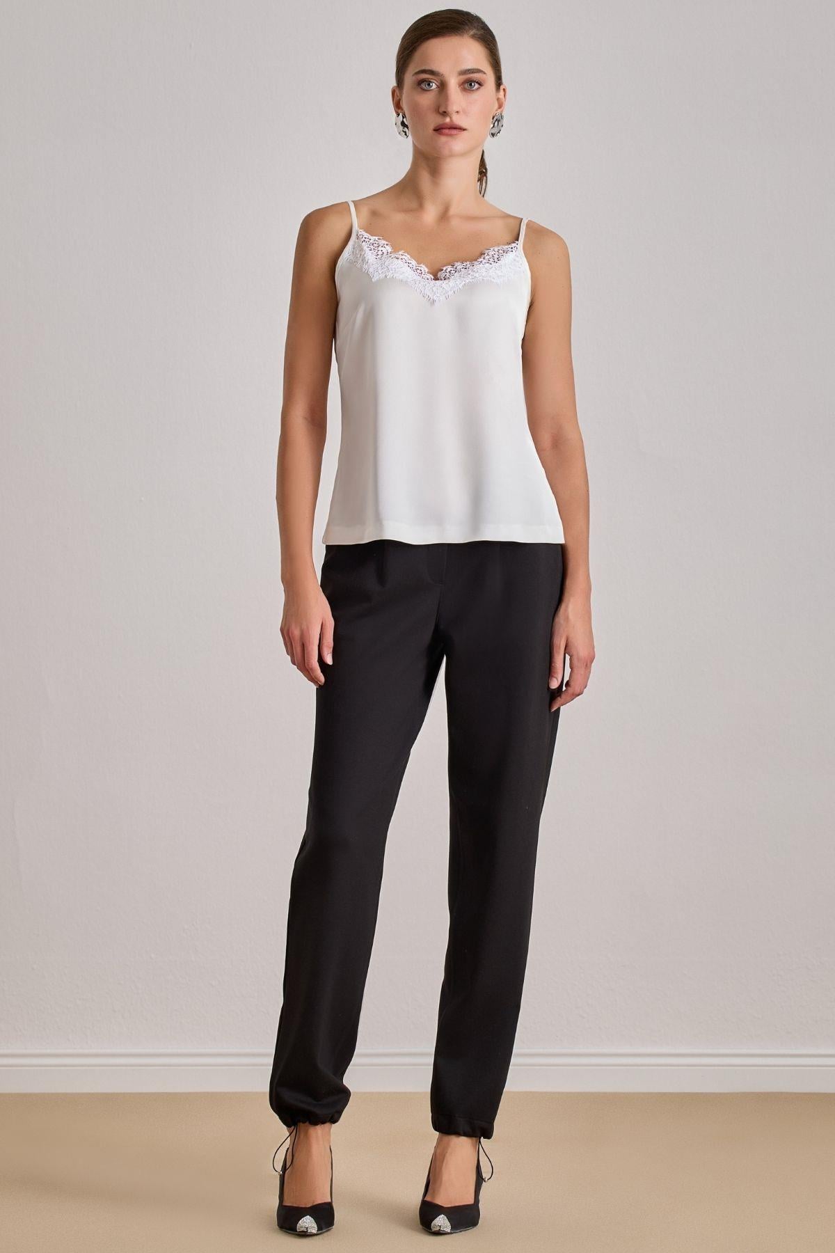 Strappy White Satin T-Shirt