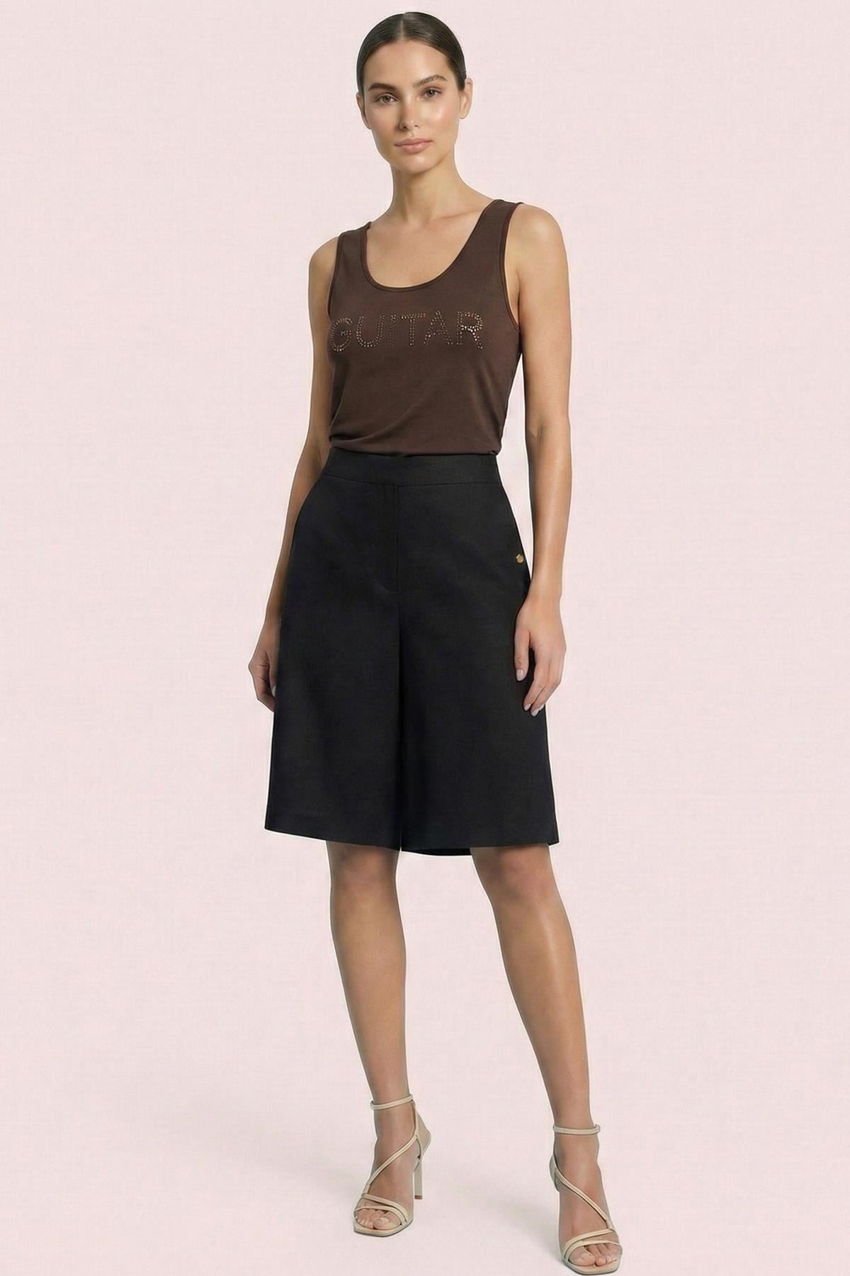 Sleeveless Brown Cotton T-Shirt