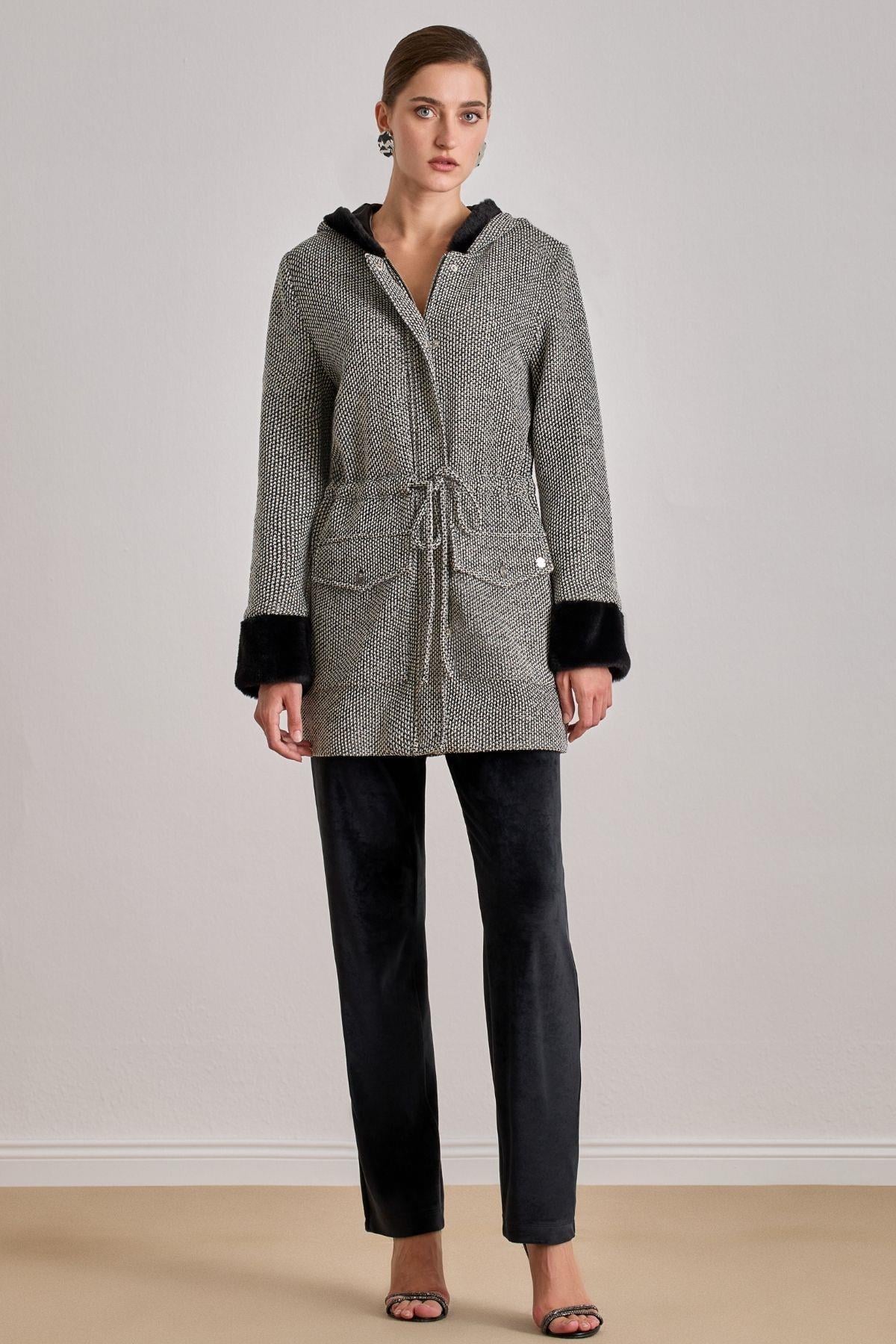 Below-Hip Black Knit Cardigan