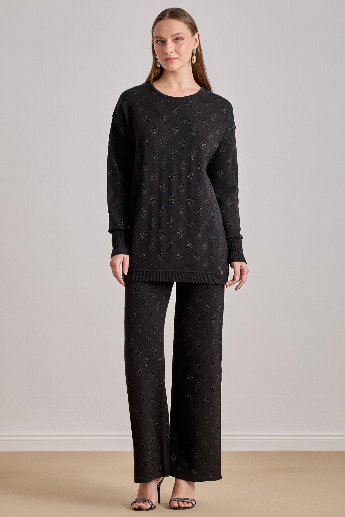 Below-Hip Black Knit Tunic