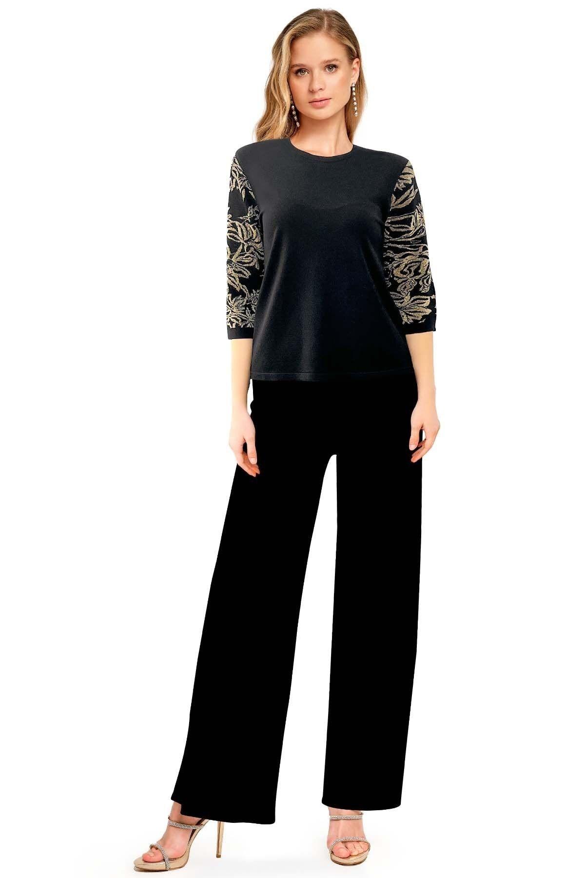 Crew Neck Black Knit Sweater