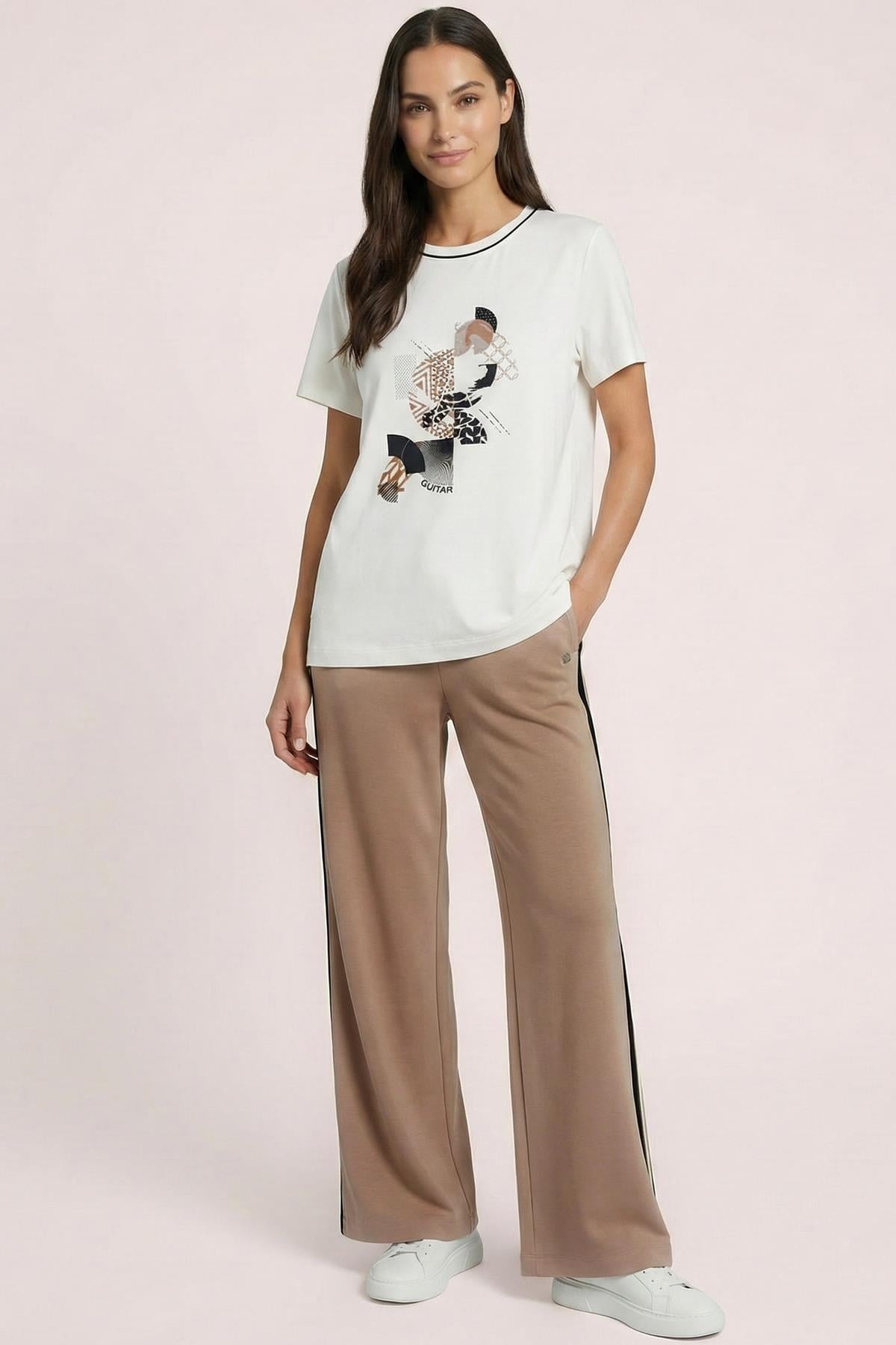 Casual Ecru Cotton T-Shirt