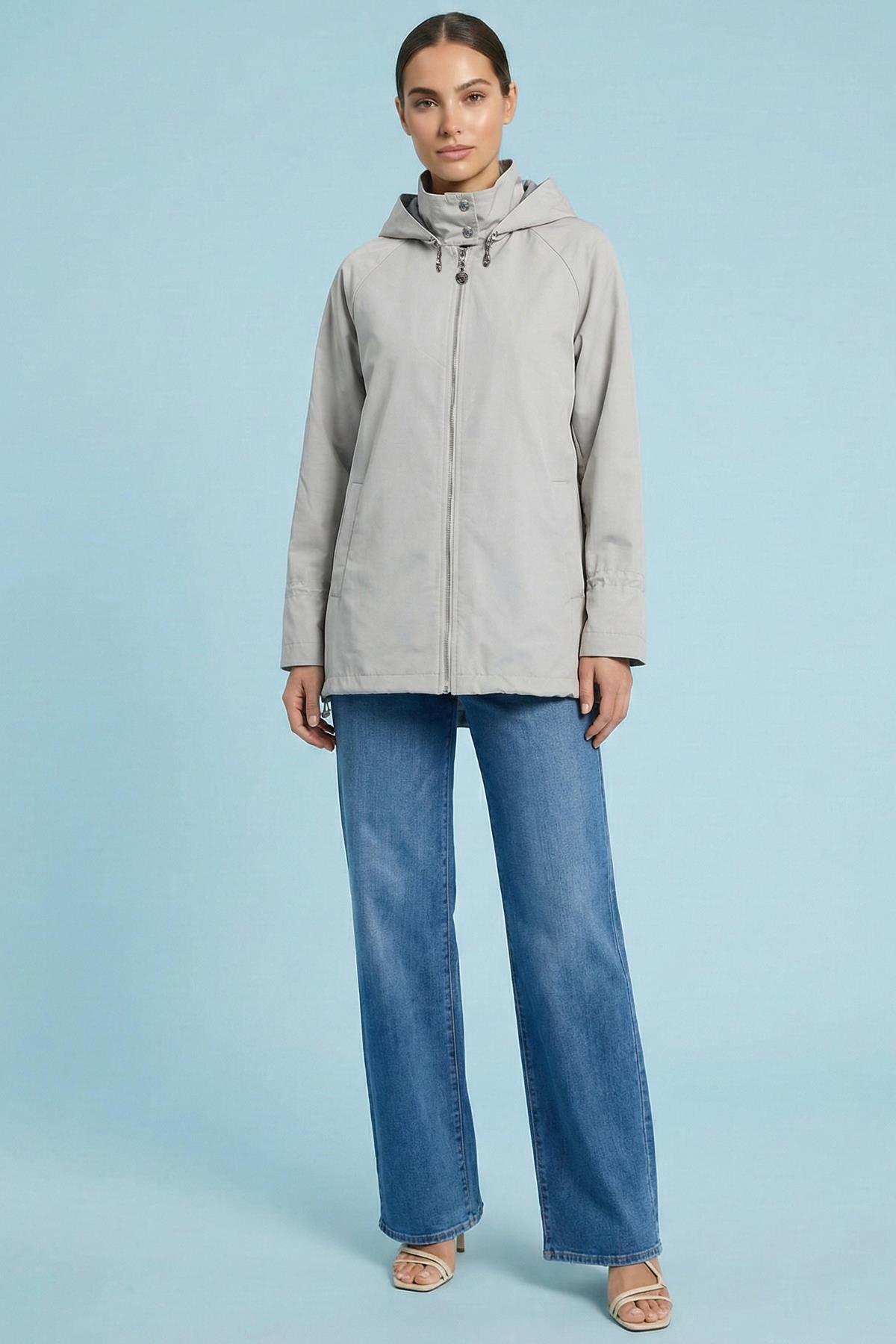 Casual Gray Woven Trench Coat