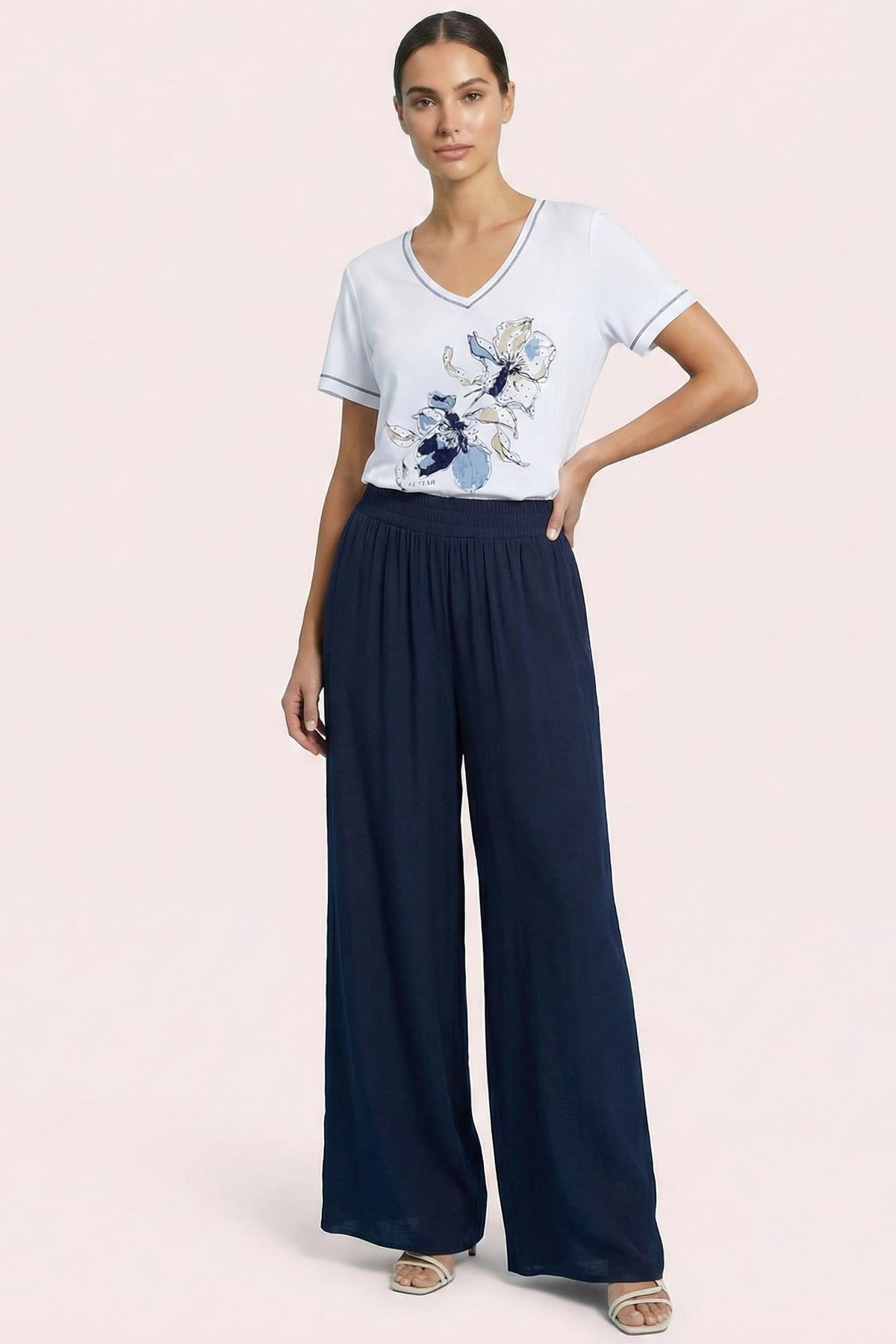 Casual Blue Cotton T-Shirt
