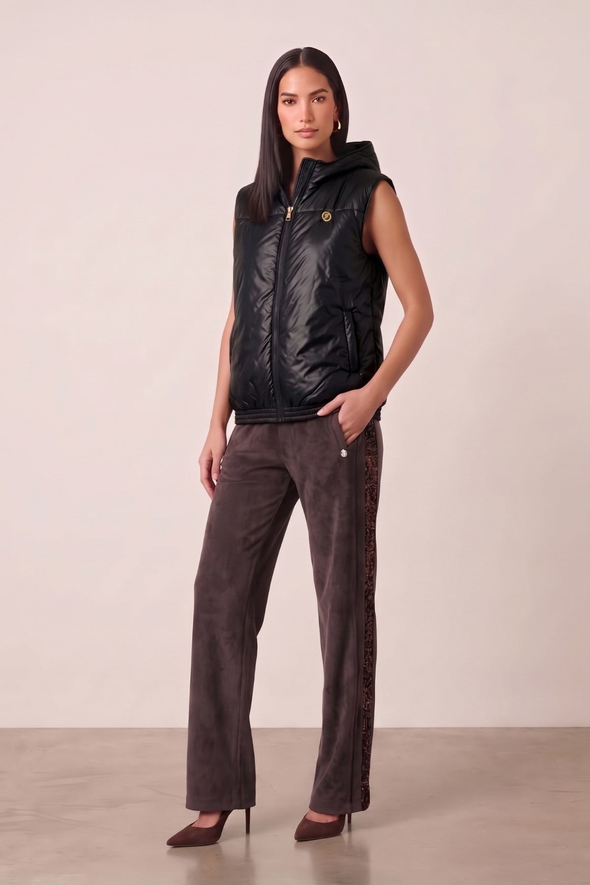 Casual Siyah Dokuma Yelek