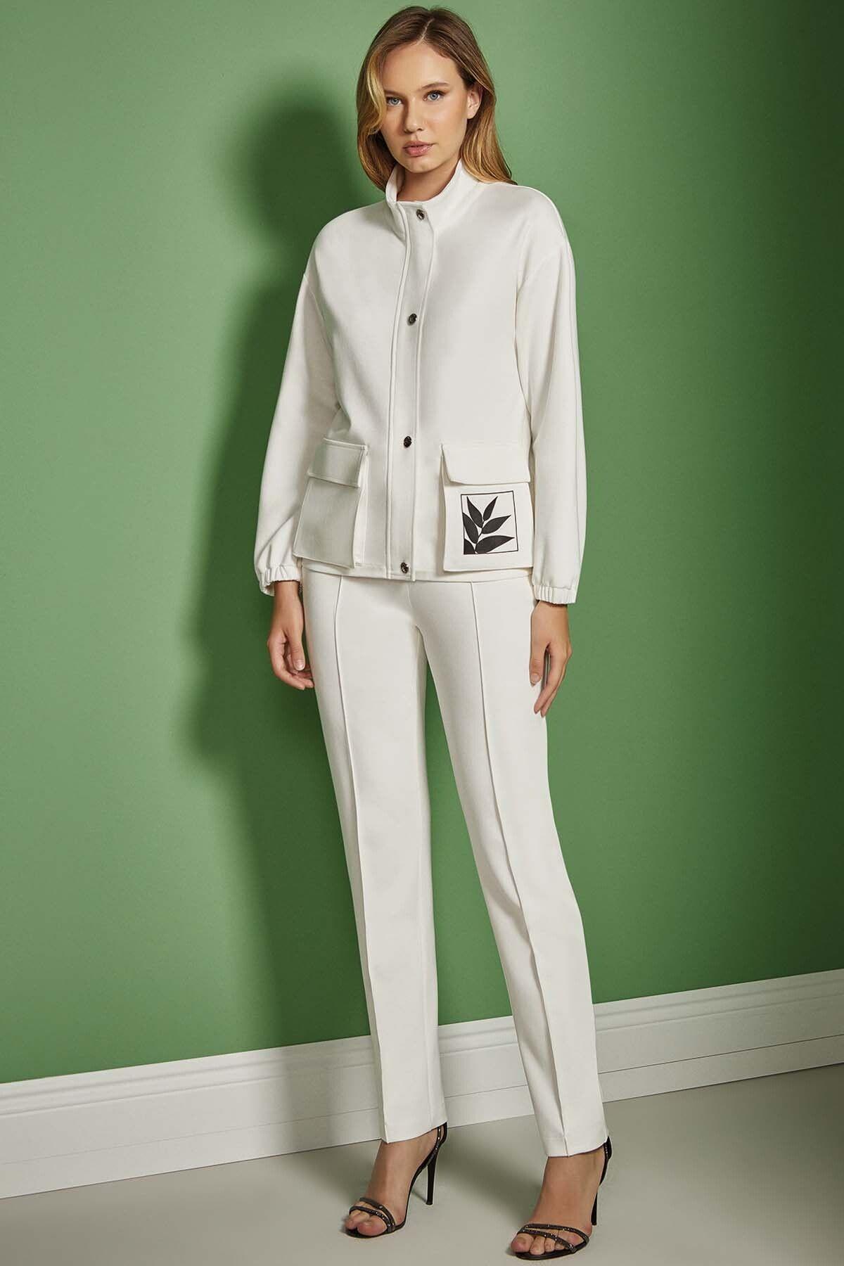 Cigarette Ecru Knit Trousers