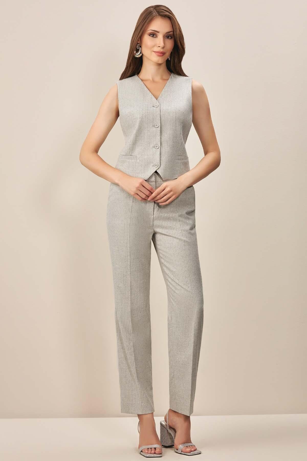Cigarette Grey Woven Trousers