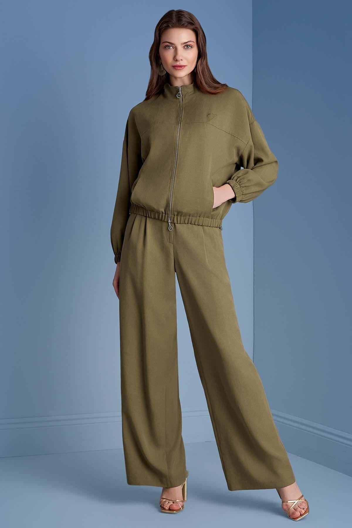 Stand Collar Khaki Jacket