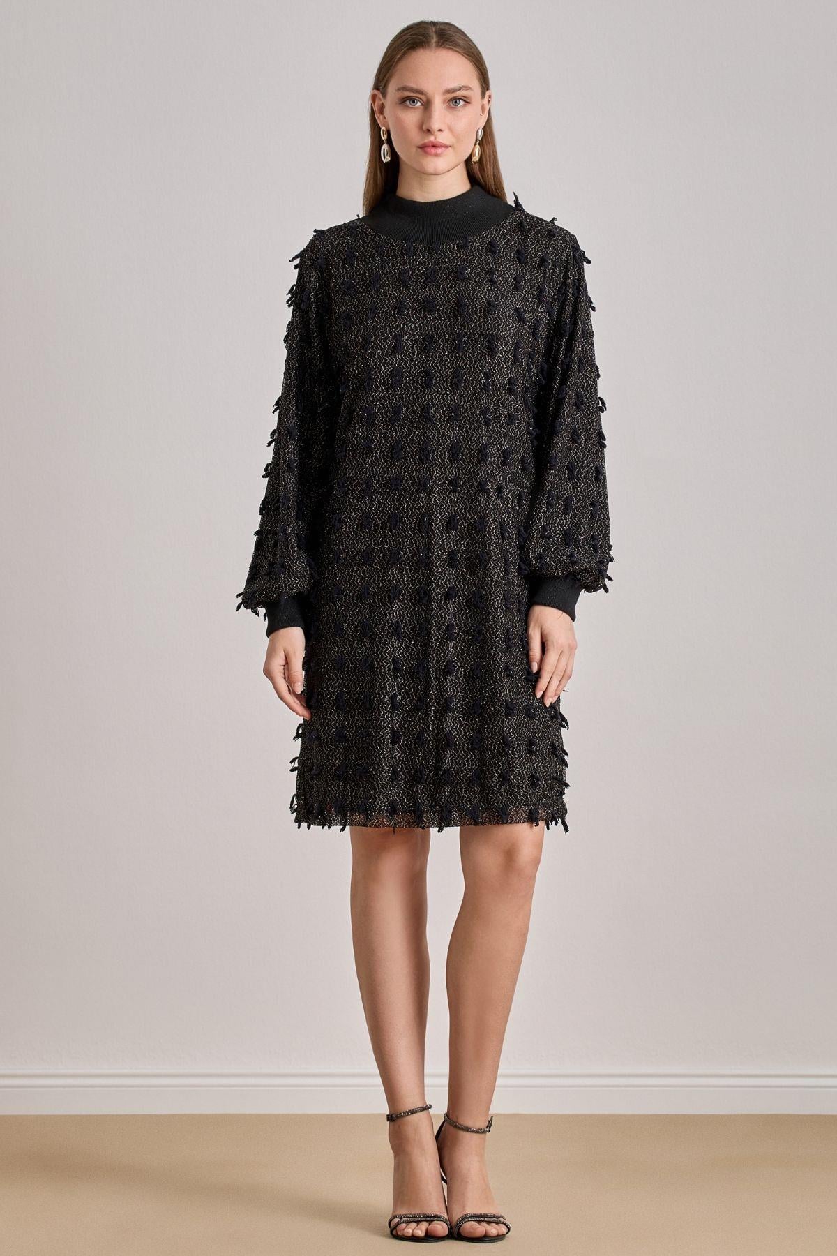 Knee-Length Black Lace Dress