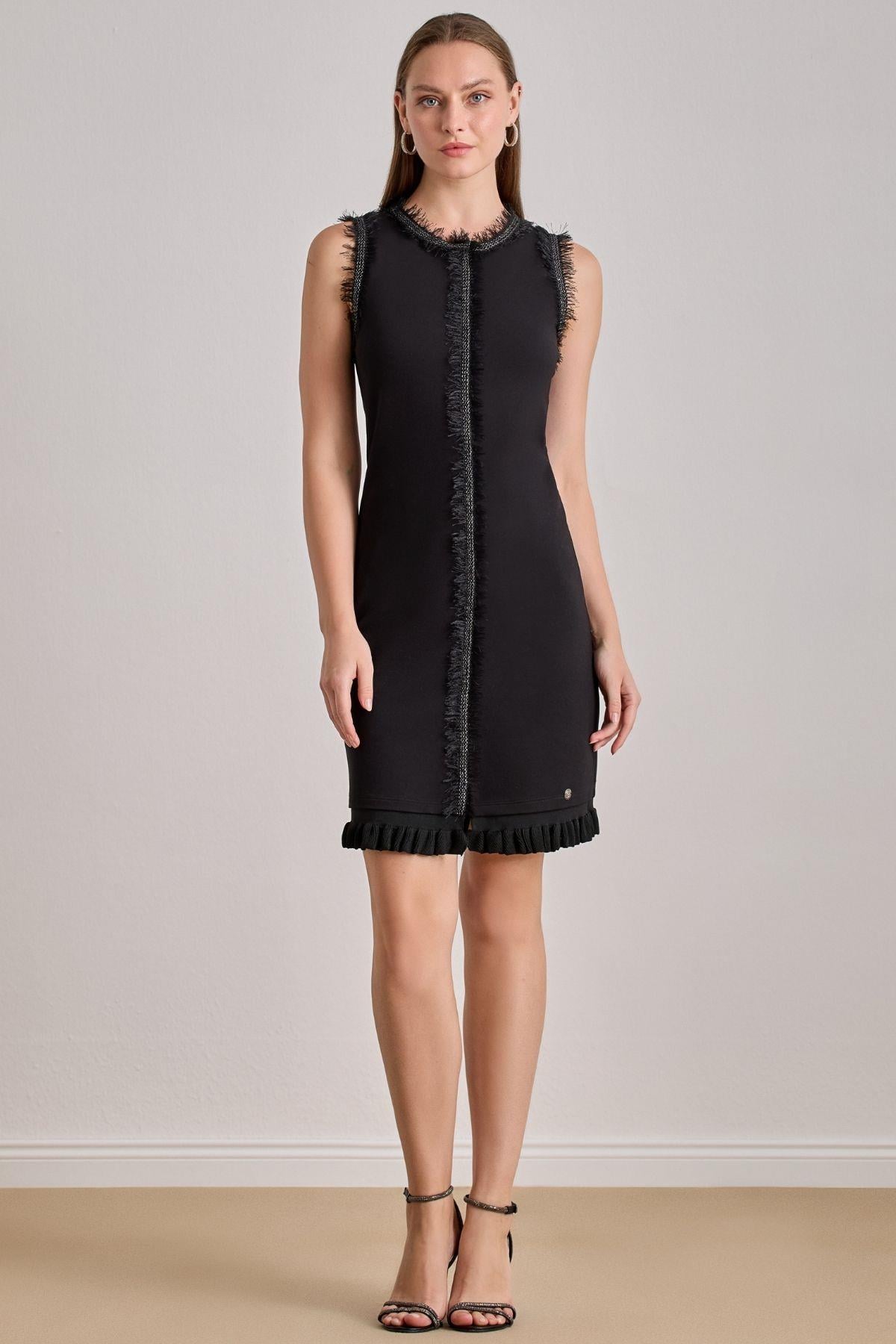Knee-Length Black Knit Dress