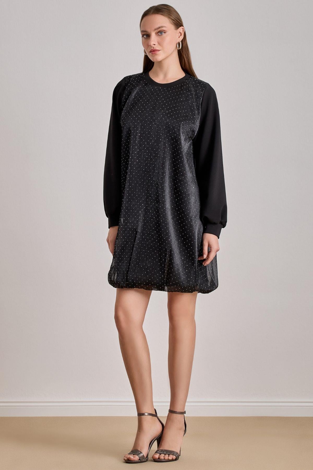 Knee-Length Black Tulle Dress