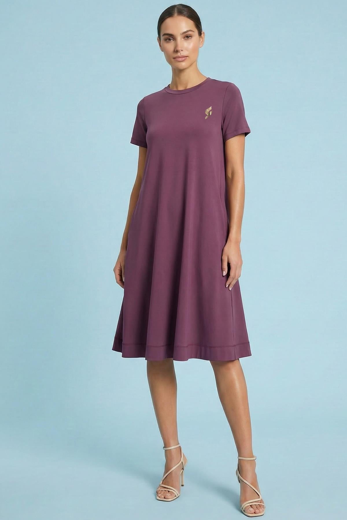 Knee-Length Pink Knitted Dress