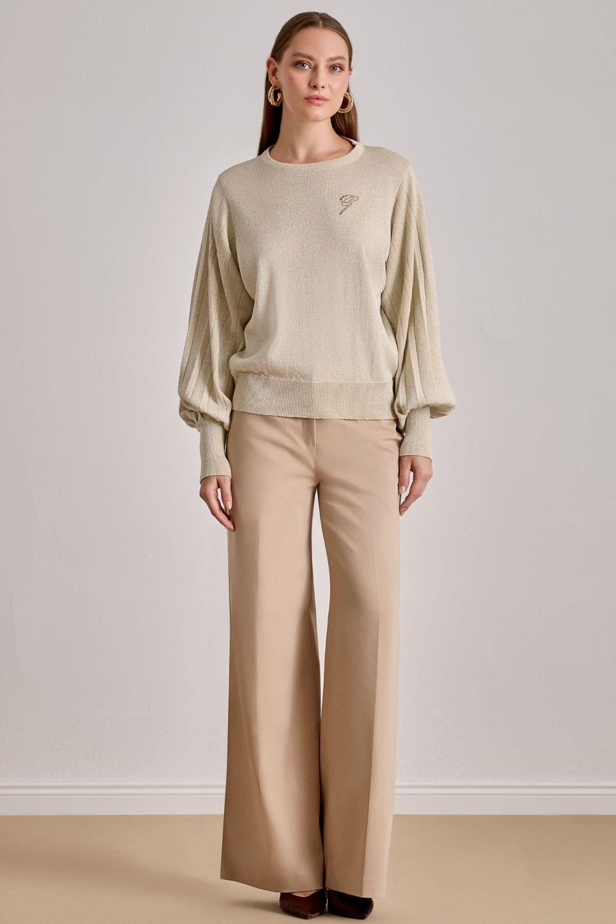 Drapey Beige Knit Sweater