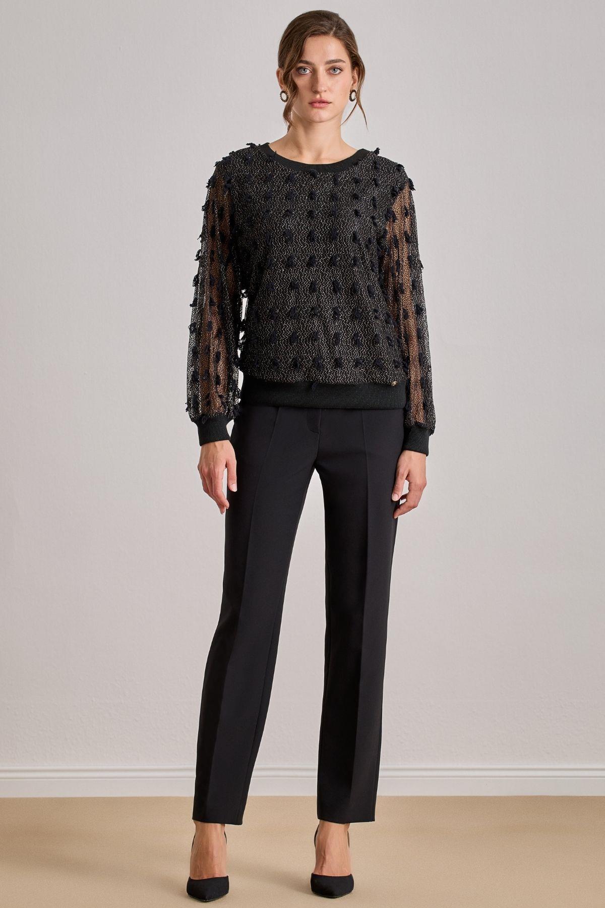 Drapey Black Lace Blouse