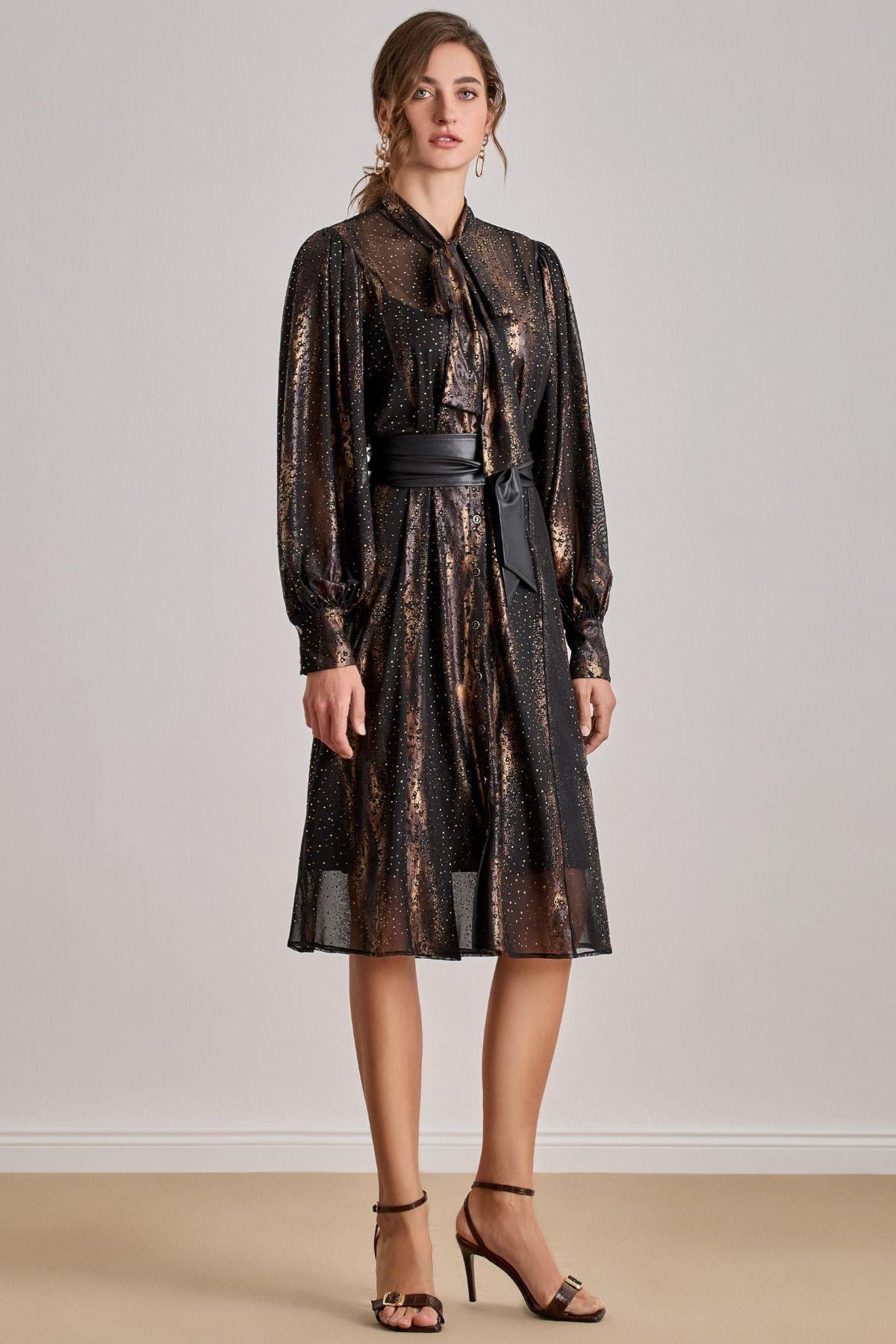 Drapey Black Chiffon Dress