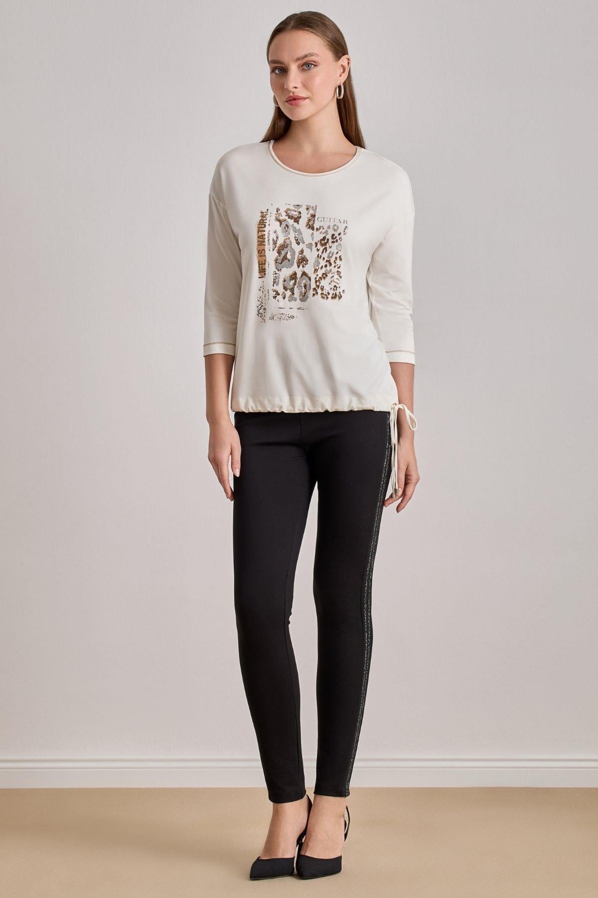 Drop Shoulder Ecru Viscose Blouse
