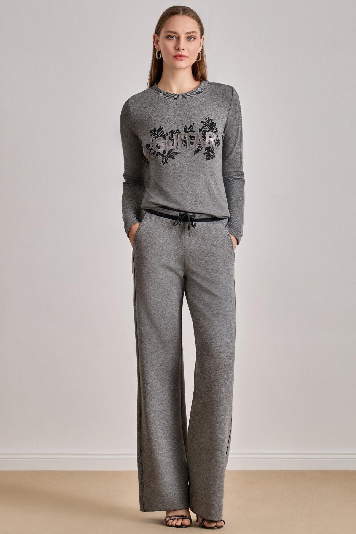 Straight Cut Grey Knit Blouse