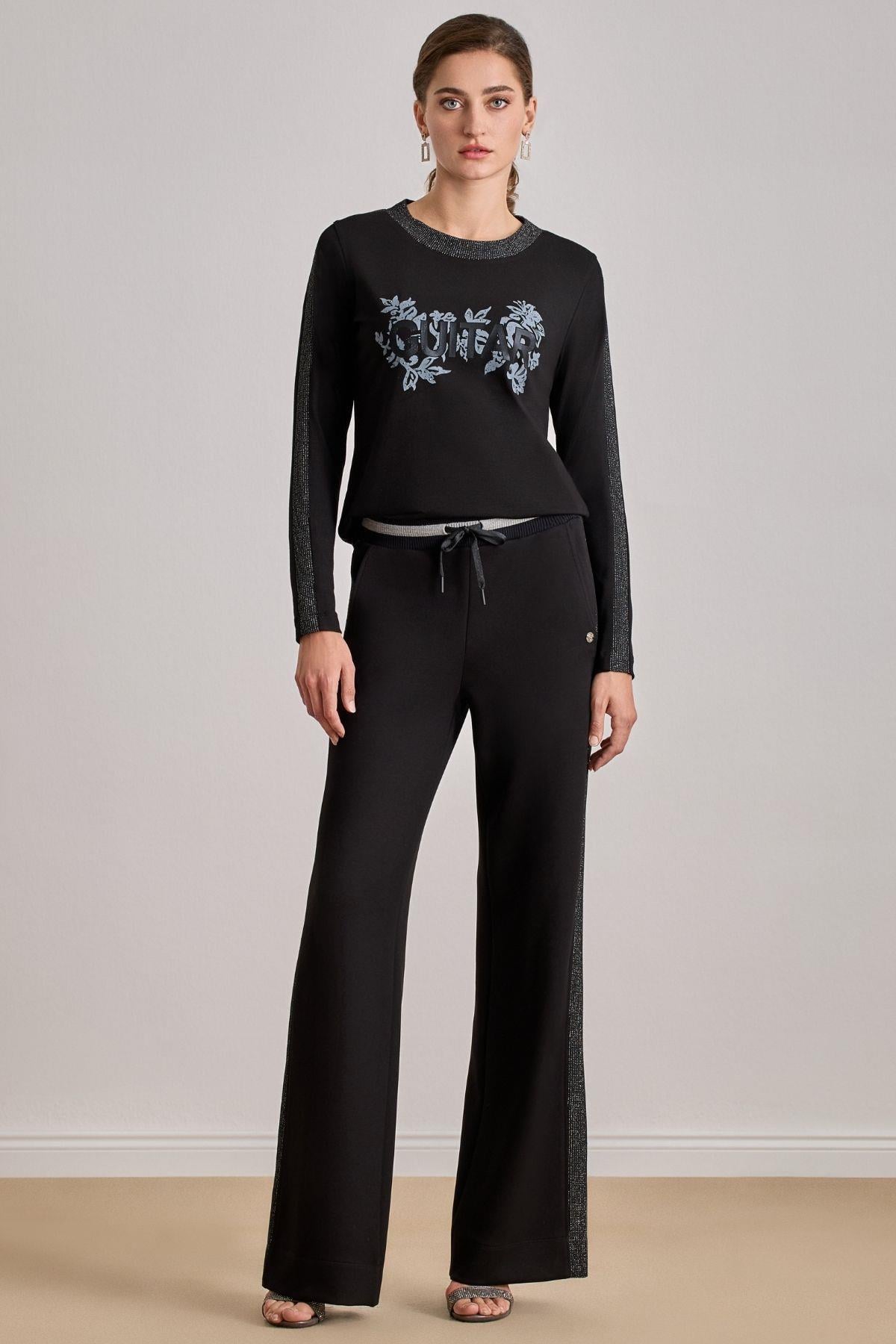 Straight Cut Black Knit Blouse