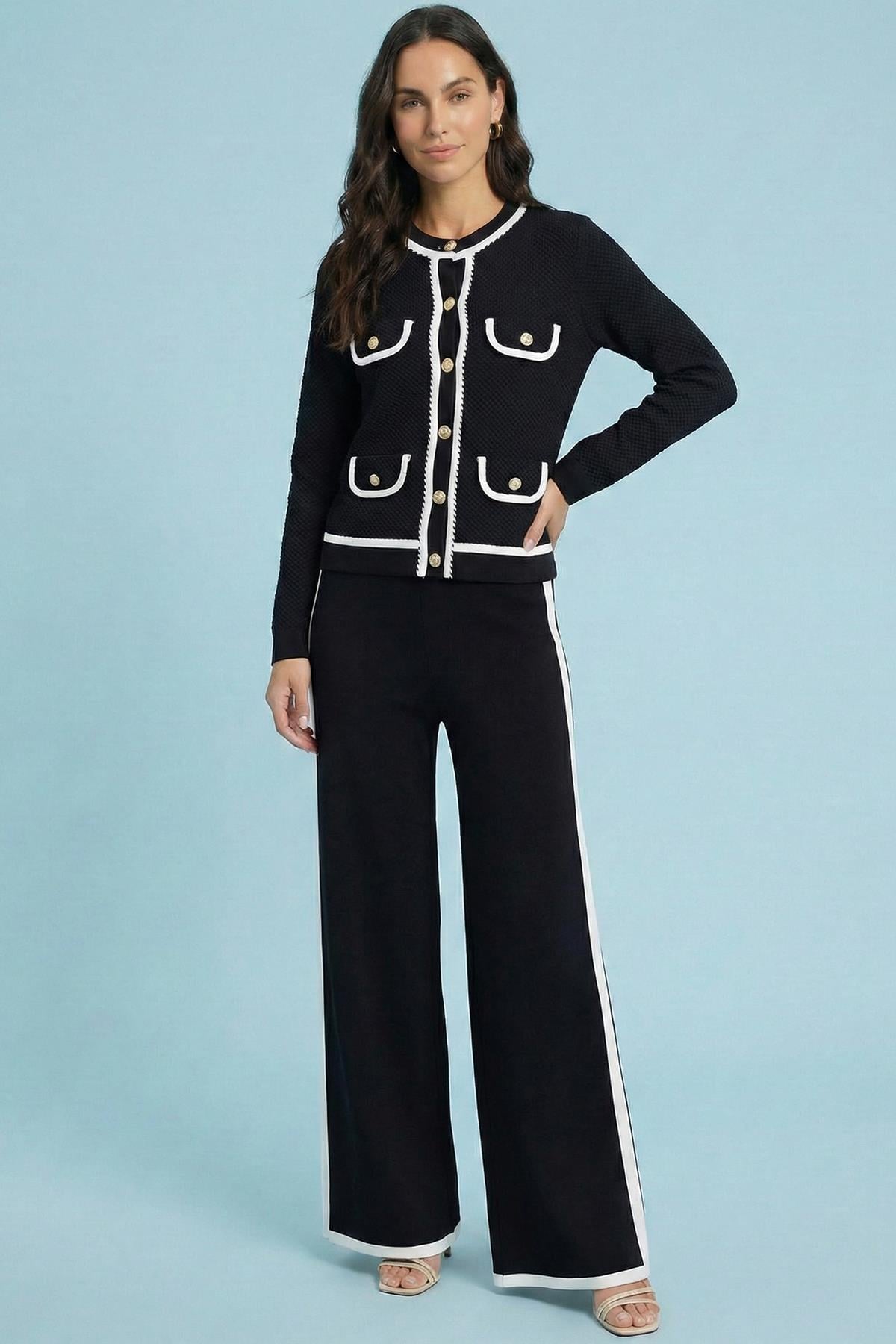 Straight Cut Black Knit Jacket