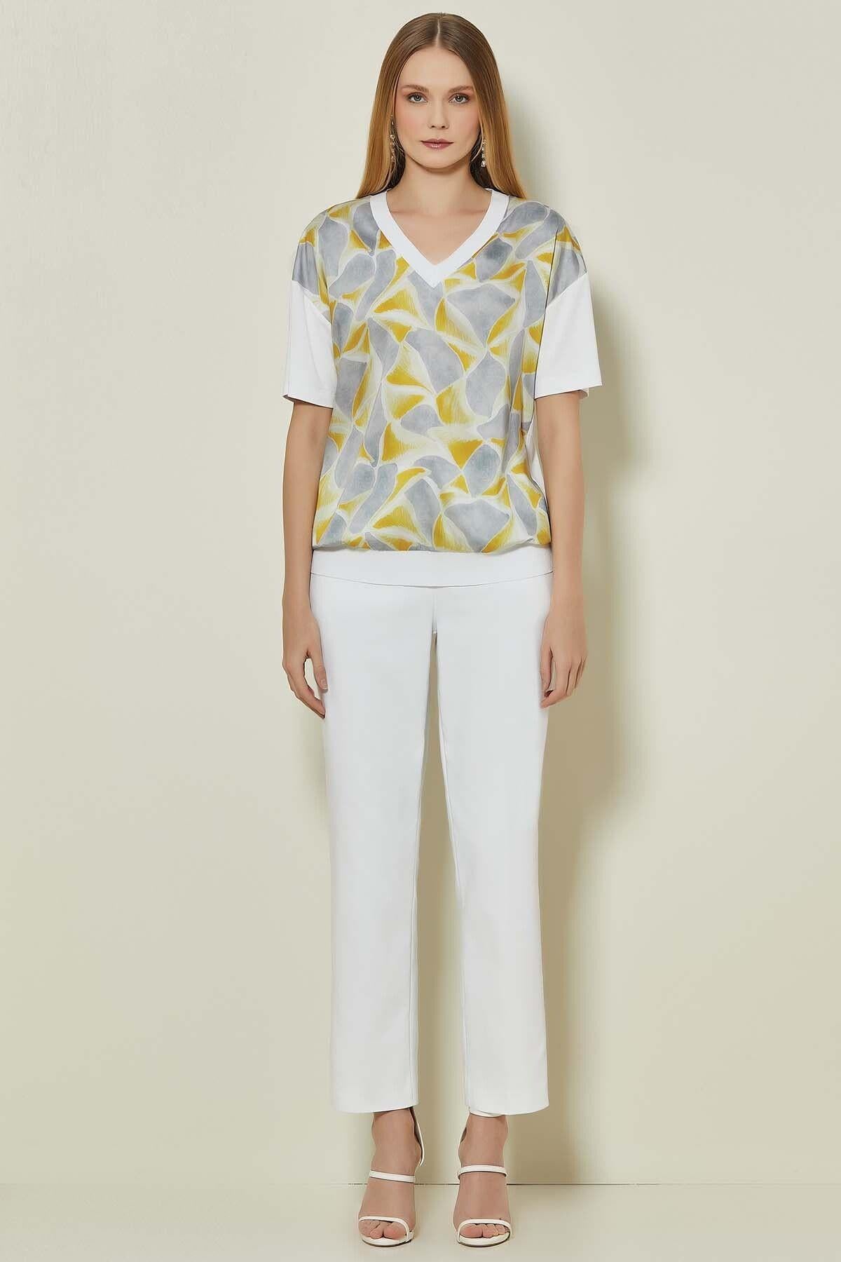 Straight Leg White Woven Trousers