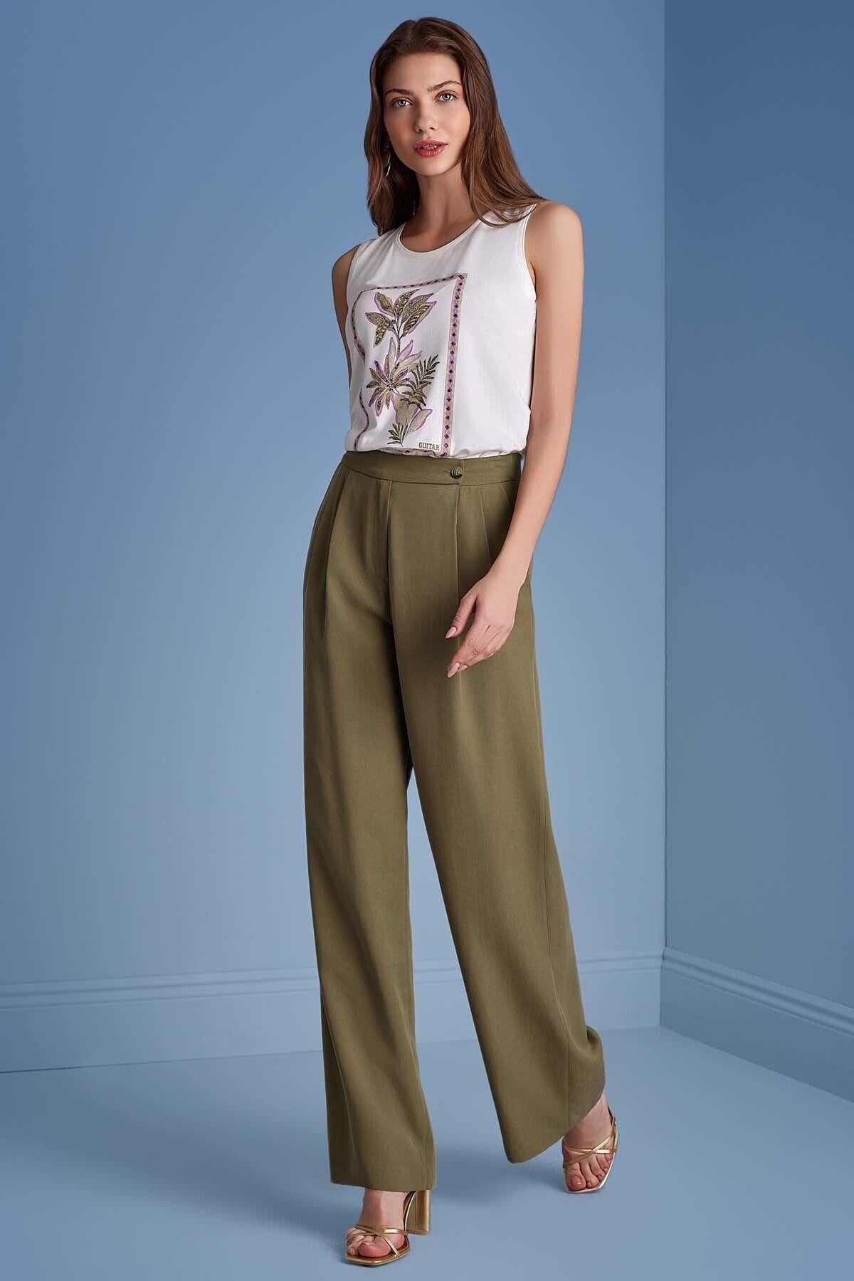 Düz Paça Haki Pantolon