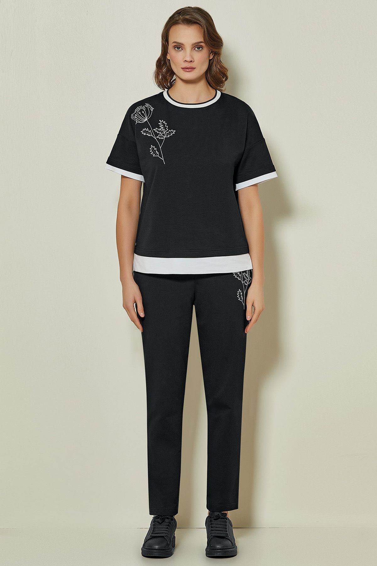 Straight Leg Black Two-Thread Sweatpants