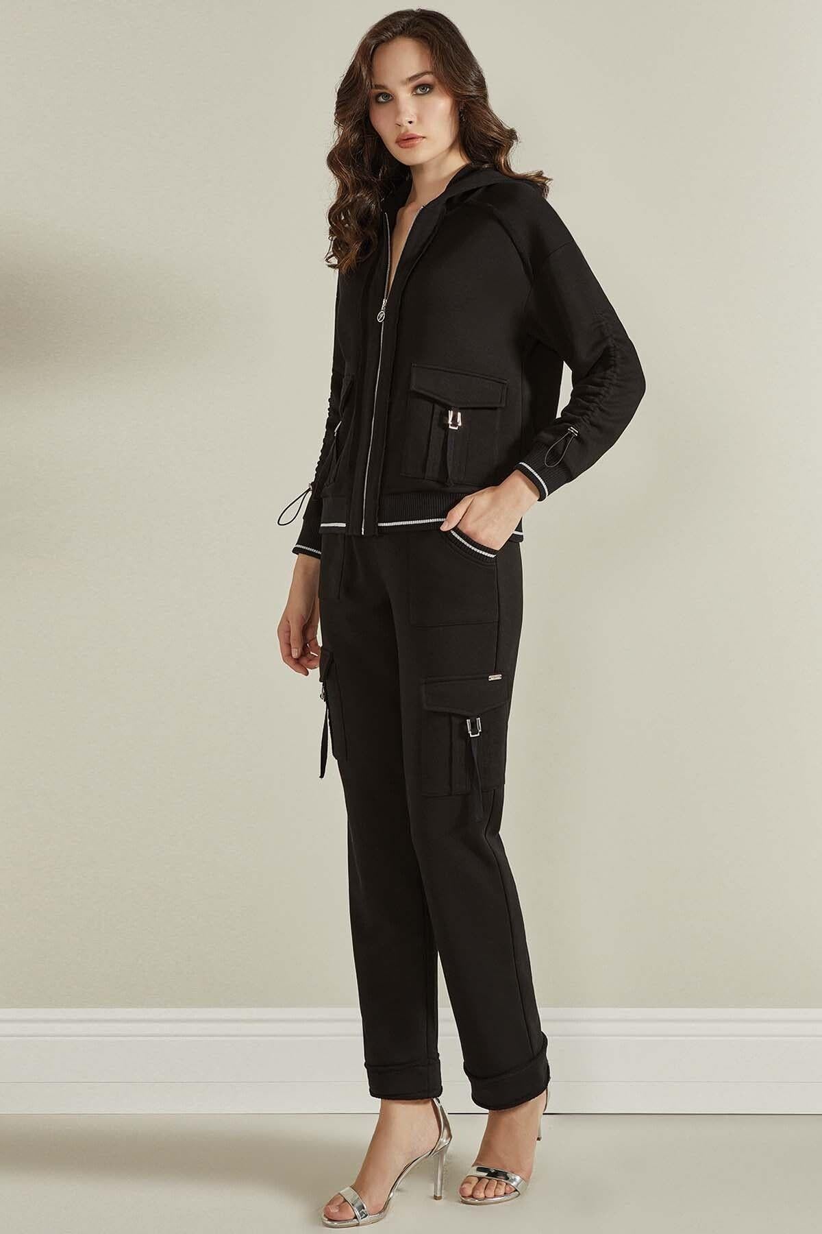 Straight Leg Black Three-Thread Sweatpants