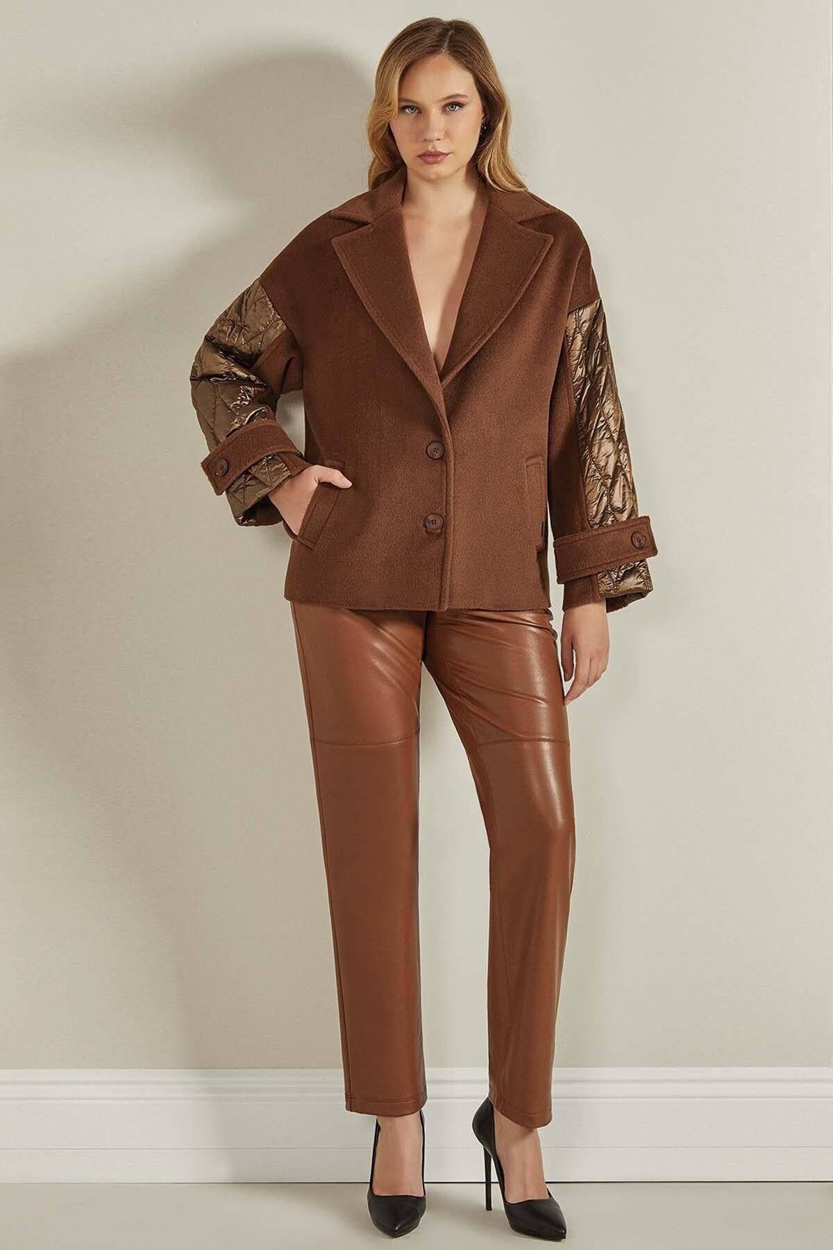 Notch Lapel/Men's Collar Brown Wool Coat/Jacket