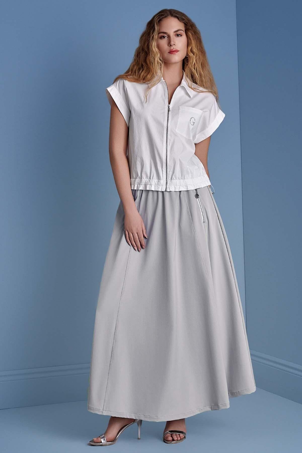 A-Line Grey Woven Skirt