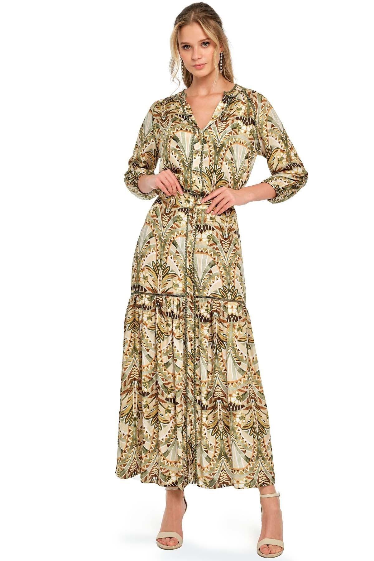 A-Line Green Woven Skirt