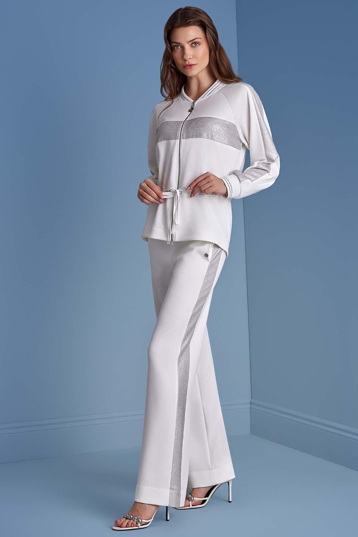 Wide Leg White Knit Sweatpants