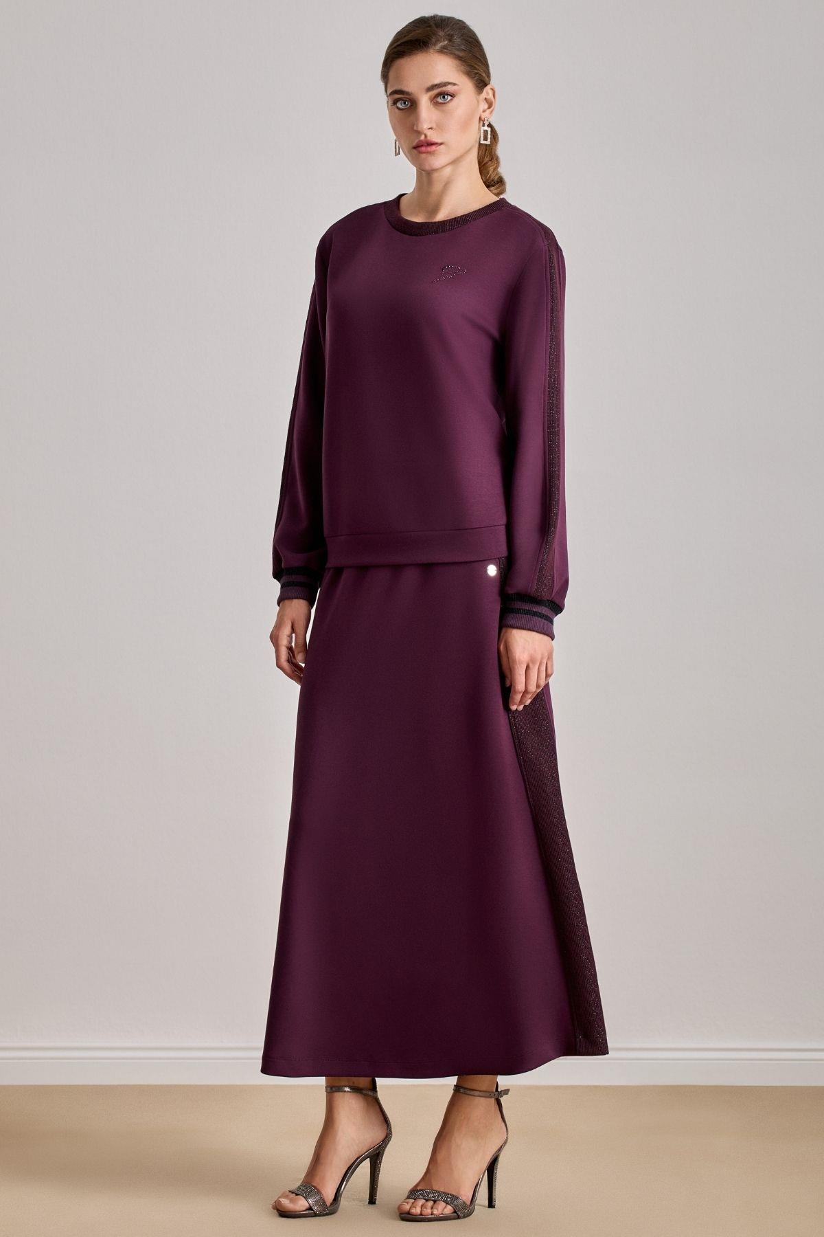 Casual Wear Burgundy Knit Sweatshirt