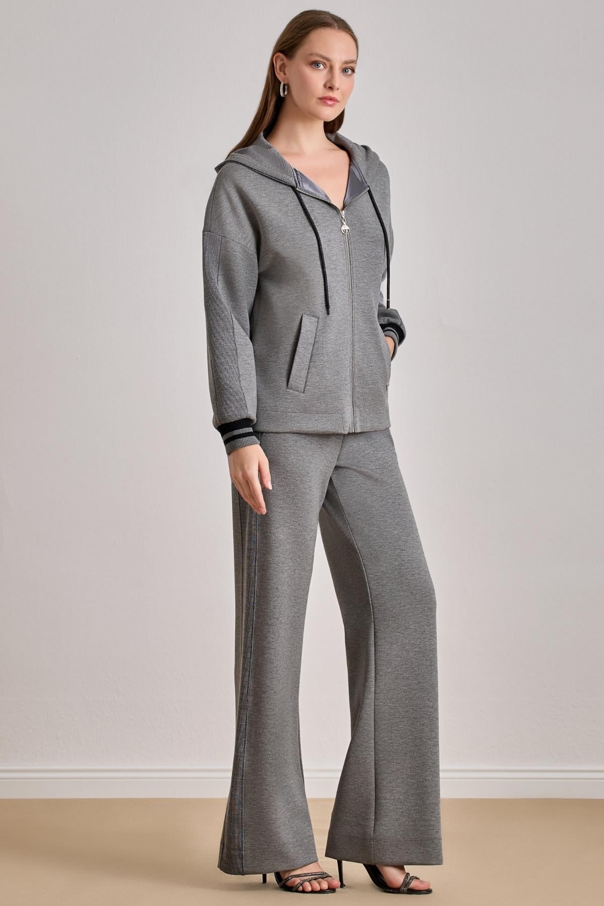 Casual Wear Grey Knit Sweatpants