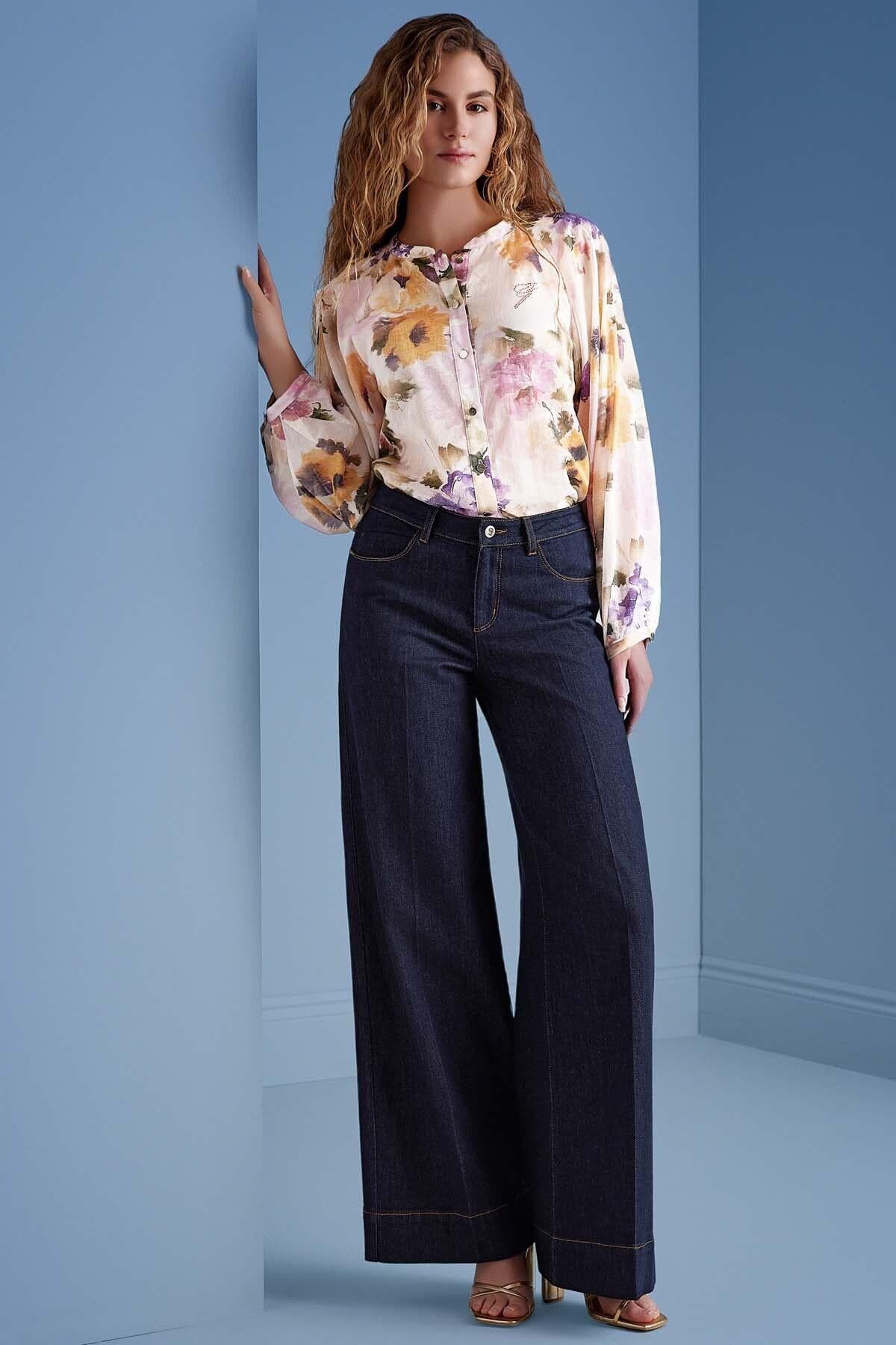 Mandarin Collar Multi-Color Patterned Shirt