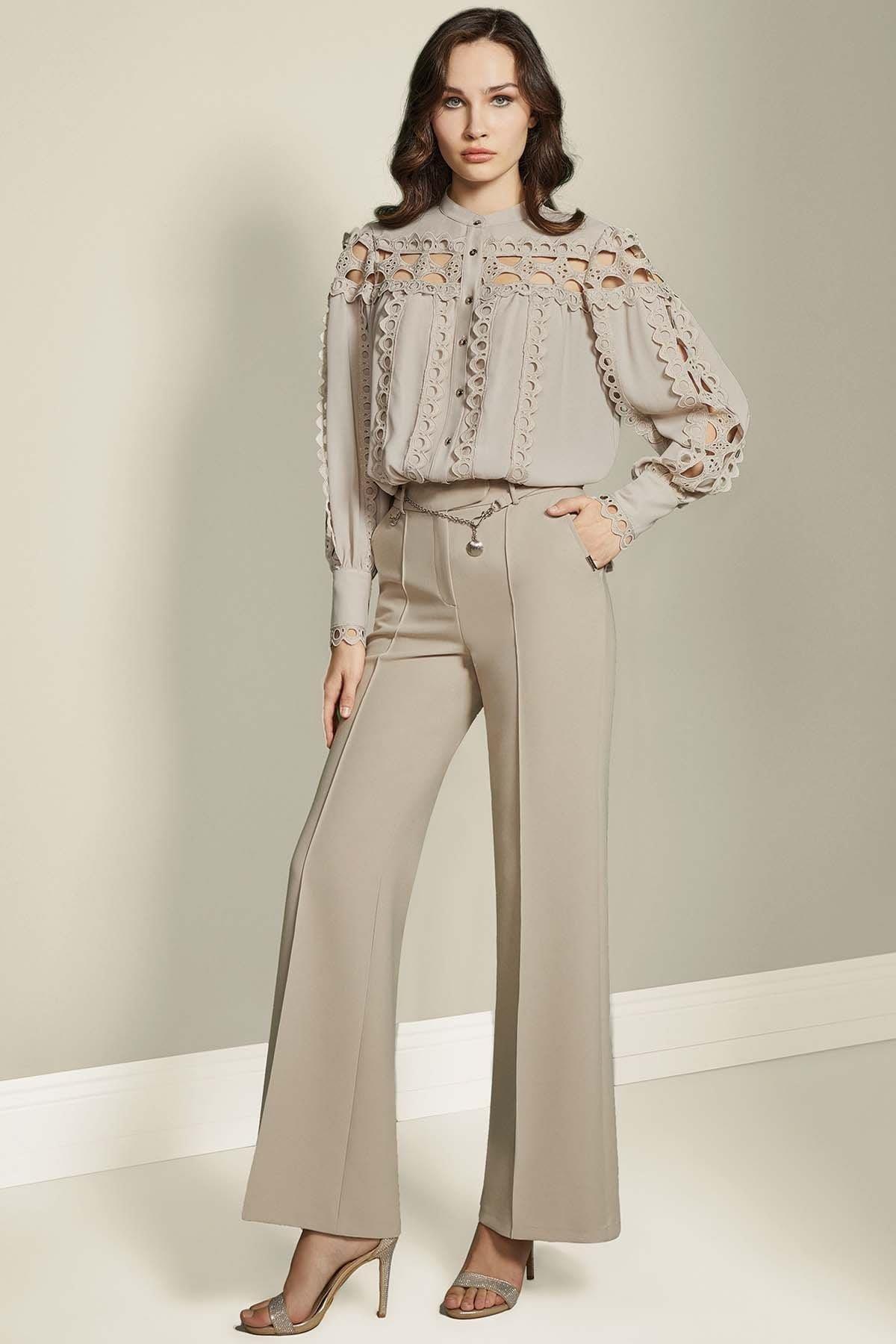 Mandarin Collar Stone Woven Shirt