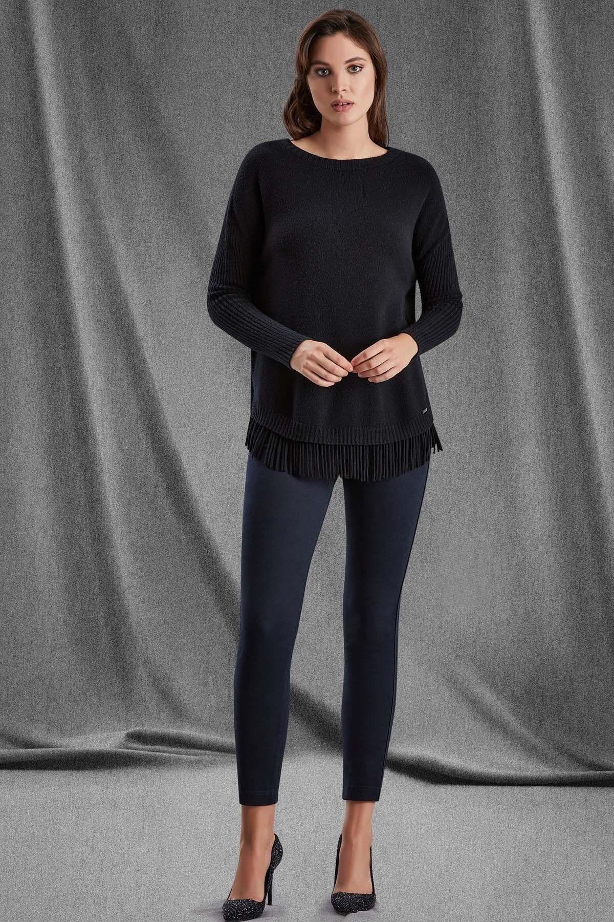 Carrot Leg Navy Gabardine Trousers
