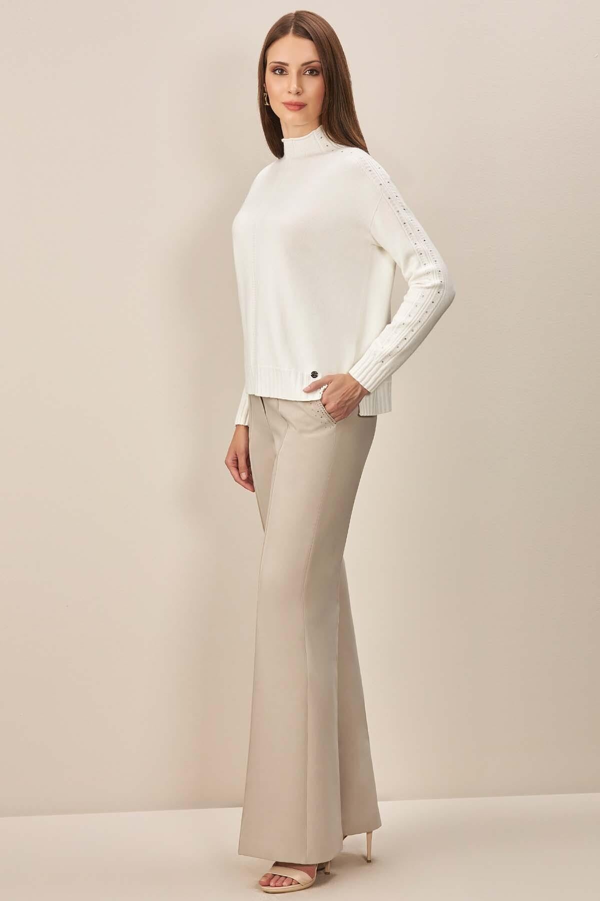 Flare Leg Stone Woven Trousers