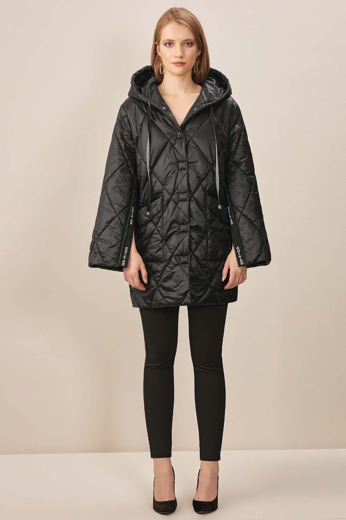 Hooded Black Woven Coat/Jacket